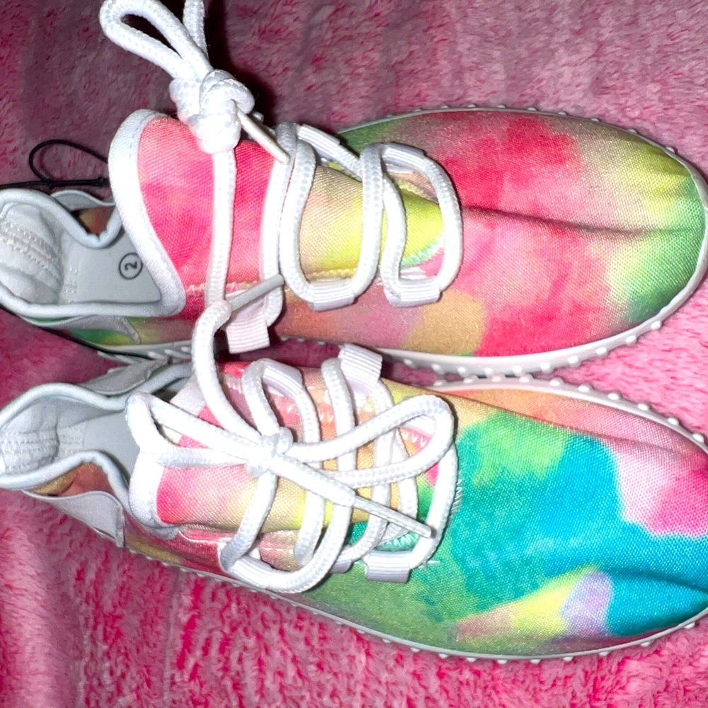 Pastel Rainbow Tie-Dye Sneakers Size 2 NWOT
